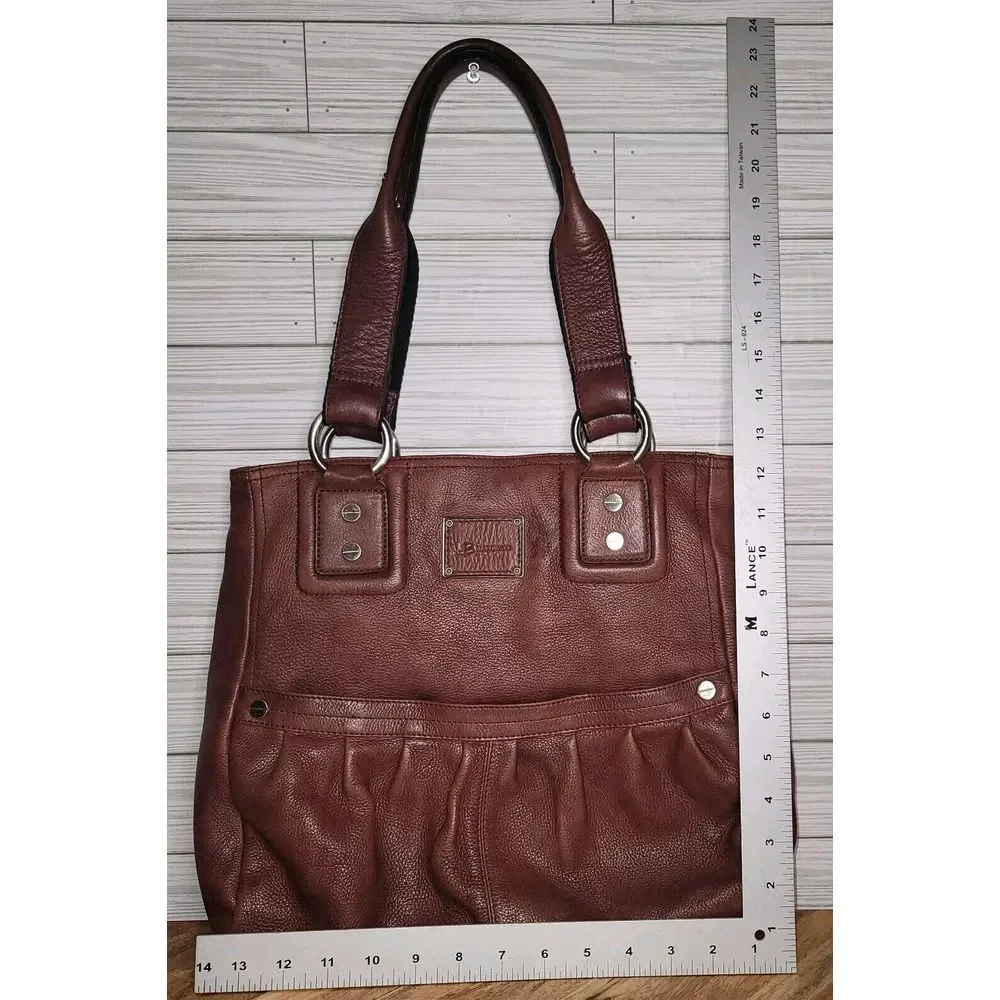 B Makowsky Leather Hobo Tote Large Brown‎ Shoulder Bag Purse Weekender
